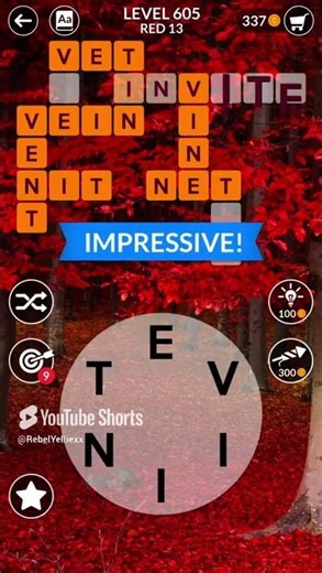 Wordscapes Level 605, Red 13 Autumn Answers