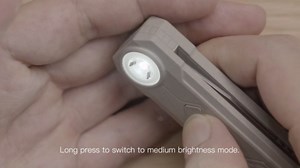 OKNIFE LK Folding Knife with Rechargeable Flashlight, 2-in-1 Button Lock 2.48" M390 Blade Pocket Knife with 400LM White & RGB Color Light for Men, EDC Gear for Everyday Carry, Camping, Hiking, Outdoor, Emergency (MAO Desert White)