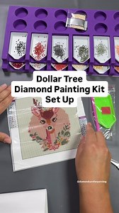Set up a Dollar Tree diamond painting kit with me. This is a kit that’s recently being restocked at many stores. With just eight colors, it’s a small full canvas diamond painting project. #diamondpainting #diamondpaintingsetup #springcrafts #craftwithme #relaxingcrafts