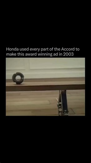 Ai | Tech on Instagram: "In 2003, Honda redefined automotive advertising with its legendary “Cog” commercial, a two minute chain reaction built entirely from real parts taken from a disassembled Honda Accord. Instead of relying on CGI, the ad used actual gears, tires, engine components, and body panels, carefully balanced to trigger a precise sequence of movements powered purely by gravity and physics. The setup required months of planning and dozens of failed takes before everything worked perf
