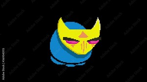 Cartoon funny animation gif character on isolated background. alien robot cat pixel art design