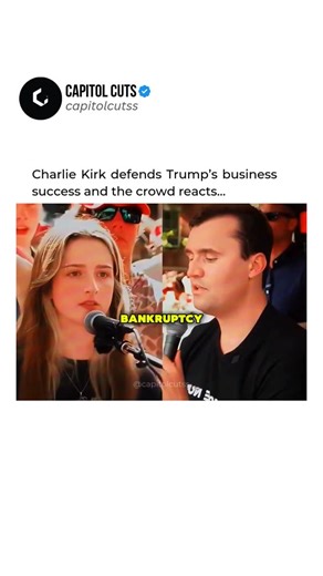 Capitol Cuts on Instagram: "He’s a billionaire… so is he a good businessman?” 🤔🇺🇸 A student challenges Charlie Kirk on Trump’s business record, pointing to multiple bankruptcies as evidence of failure. Kirk fires back with a blunt defense: in business, setbacks happen — and the bigger the risk, the bigger the wins. The exchange ends with Kirk turning the question around: how do you measure success — by the failures… or by the billions built after them? Quick, sharp, and classic campus debate