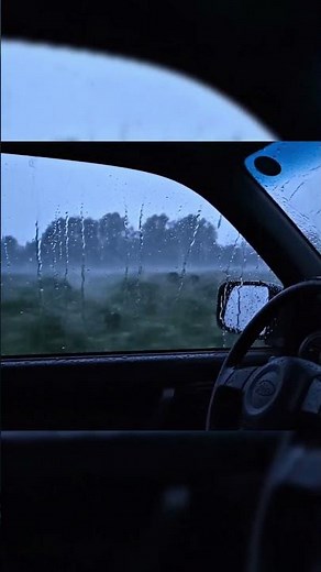 Listen to Heavy Rain on Car Window While Driving Through the Countryside for Sleep