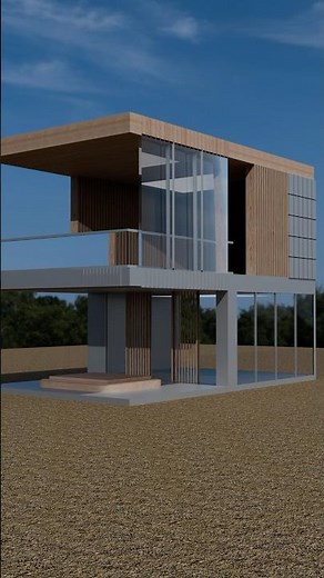 現代木造✖️鉄骨 建築パース #建築cg #blender入門 #建築デザイン