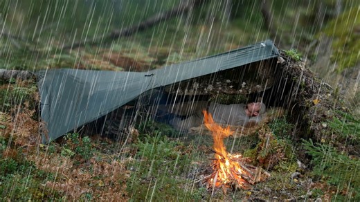 When storms hit camp: Taking shelter beneath a fallen tree