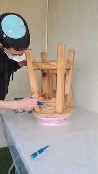 Renovation of a stool over 50 years old. Sanding, gluing, and repainting with water-based varnish
