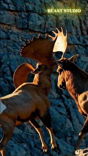 Moose vs Bighorn Sheep: Fierce Battle to Protect Their Families!