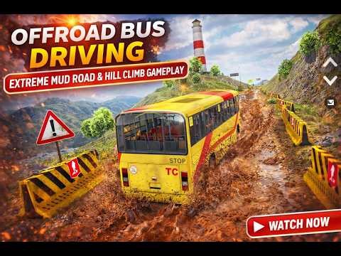 Offroad Bus Driving 🚍 Extreme Mud Road & Hill Climb Gameplay | Dangerous Mountain Bus Simulator
