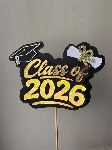 Graduation Cake Topper, Class of 2026, Centerpieces, Black and Gold, Red, Yellow, Green - Etsy