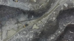 Coal mining an open pit extractive industry, top view aerial
