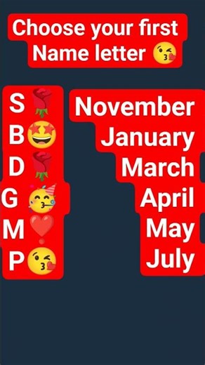choose your birthday month 🎉🎁# Select you first Name letter 💌