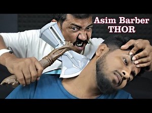 【ASMR】骚叔 和 Thor 与 Strombreaker 一起进行头部按摩和颈部按摩 | Asim Barber Hair Crack ASMR