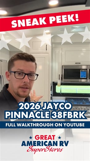 ⭐ Take a quick look inside the 2026 Jayco Pinnacle 38FBRK - where luxury and craftsmanship meet! From the residential-style kitchen to the spa-inspired bathroom and walk-in closet, this fifth wheel is packed with premium touches made for travelers who want the best of the best. 🎥 Watch the full walkthrough tour on YouTube to see every incredible detail → https://bit.ly/48e8r4C 🔗 Ready for your in-person tour? Connect with an RV Outfitter here → https://bit.ly/4nGwfmK 👇 Tell us below — would t
