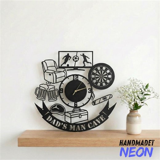 Personalized Dad's Man Cave Metal Wall Clock, Custom Metal Wall Clock for Dad, Gift for Him, Gift for Father Day, Man Cave Sign - Etsy