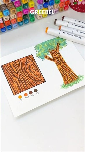 Easy Wood Texture Drawing Tutorial Using Greebel Dual-Head Markers 🥰🎨 #Greebel #GreebelMarkers