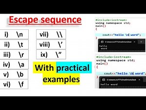 escape sequence in c++ with practical examples|programing course|\\r, \\b, \\a, \\\\, \\', \\'', \\f, \\t, \\n