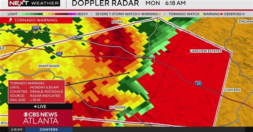 Tornado warnings issued, severe storms across Georgia cause ground stops at Atlanta Airport
