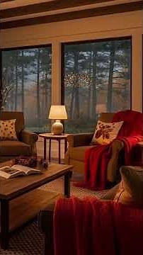 8 Hours of Relaxing Cabin Bliss 4K Autumn Rain, Thunder & Fireplace Sounds in a Pine Forest #relax