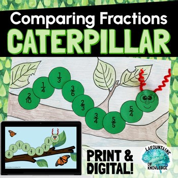 Fraction Caterpillar Comparing and Ordering Fractions Practice Craft Project