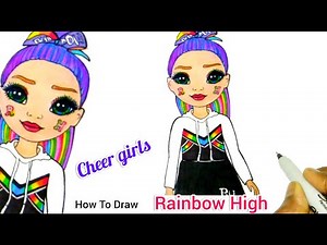 Rainbow High Cheer Dolls | How to draw Cheer Girl From Rainbow High | Cartooning cute drawings