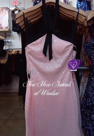 Pink sequin homecoming and birthday dresses from Windsor