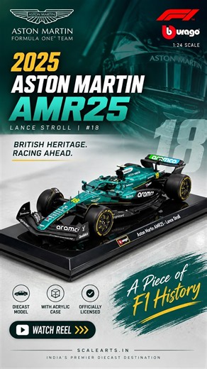 2025 Aston Martin AMR25 1:24 Bburago F1 Diecast 💚 With Acrylic Case! #diecast #model #formula1 #f1