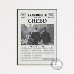 Creed Poster, Ryan Coogler, Retro Newspaper Movie Poster, Black White Wall Art, Vintage Retro Art Print - Etsy