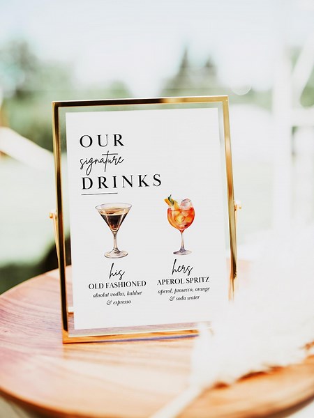 His and Hers Drinks Sign Template, Bar Wedding Decor, 400  Drink Options, Digital Download - Etsy