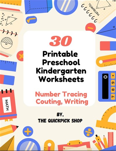 Number Tracing Worksheets | Preschool Kindergarten Math (30 Printable PDF Pages) - Etsy