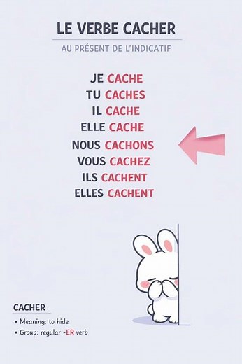 Le verbe CACHER au présent 🇫🇷