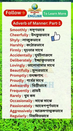 Adverb of Manner : Part-1 ✅️ #education #students #learnenglish #englishlearning #schoolofenglish | School of English