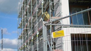 Construction site of a modern building in 4K Slow motion 60fps