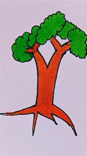Drawing tree with letter V Easy to draw #art #shorts #draw