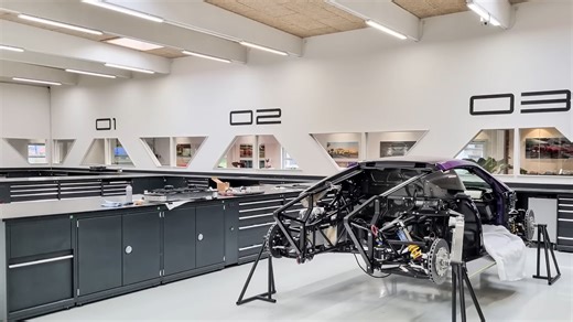 Zenvo hypercar chassis assembly in workshop