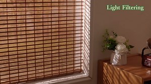 Bamboo Roman Shades with Valance Cover, Cordless Blinds for Indoor Windows, Light Filtering Woven Wood Shades for Home & Patio, Privacy Protection, 39" W x 64" H, Carbonized