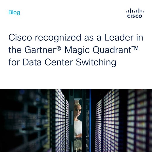 Cisco has been named a Leader in the latest Gartner® Magic Quadrant™ for Data Center Switching. Learn what sets Cisco apart and how this achievement empowers you to deliver innovative solutions to your customers. Get all the details in our blog 👇 http://cs.co/618029moK | Cisco Partners