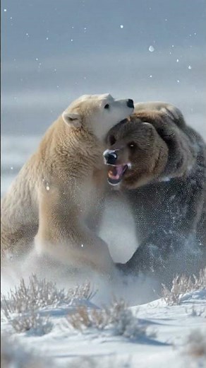 The Giants Collide: Grizzly vs. Polar Bear #shorts #animalfight