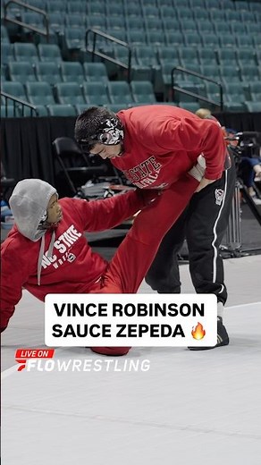 NCAA champion Vince Robinson and freshman Daniel Zepeda flowin’ on the mat #nationalduals