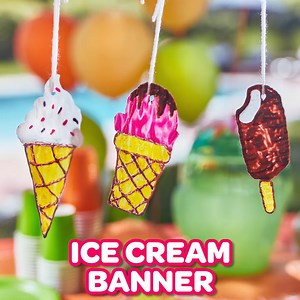 Here's the scoop: our DIY ice cream banner is totally cool! Create an ice cream party decoration & serve sweet treats. 🍦 | Crayola