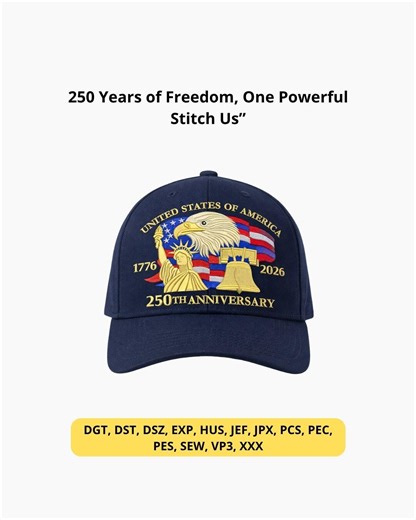 USA 250-jähriges Jubiläum Stickmuster – Flagge und Freiheitsstatue mit Adlern (DST, JEF File) - Etsy.de