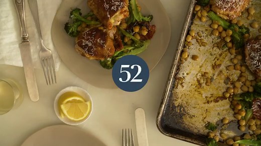 Sheet-Pan Chicken With Broccoli, Chickpeas, and Parmesan