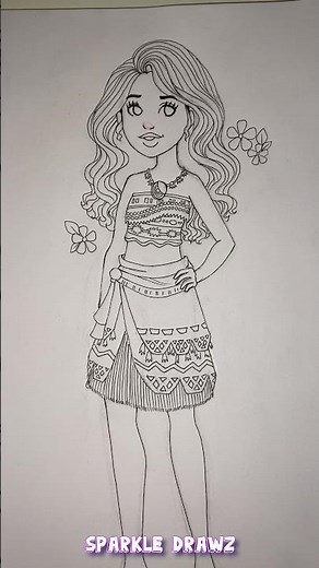Drawing MOANA in MY ART STYLE!?! | Ohuhu Markers | #shorts | Sparkle Drawz