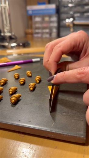 How to make a mini croissant charm – polymer clay puff pastry trick #shorts #croissantcharm