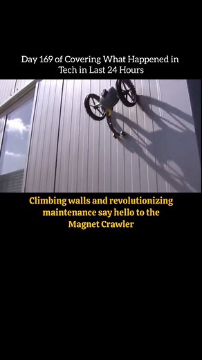 Tech in A Day on Instagram: "The University of Bremen has developed a climbing robot called the Magnet Crawler. This lightweight, compact robot is designed for inspecting magnetic surfaces, such as ship walls. Equipped with magnetic wheels and an elastic tail, the robot ensures stability while navigating. The Magnet Crawler is driven by geared motors, allowing it to efficiently climb and inspect surfaces. Its innovative design makes it an ideal solution for ship maintenance and inspection #robot