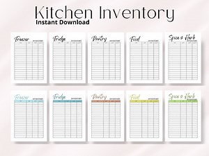Kitchen Inventory Printable, Fridge, Freezer,pantry, Food Inventory PDF Download A4 A5 US Letter, Home Organization , Inventory Checklist - Etsy