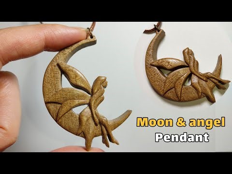 🌙✨ Carving a Wooden Moon and Fairy Pendant | Wood Carving Tutorial