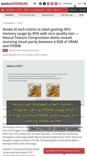 🧐👉 Nvidia Neural Texture Compression Slashes VRAM by 85%, No Quality Loss! #QixNewsAI