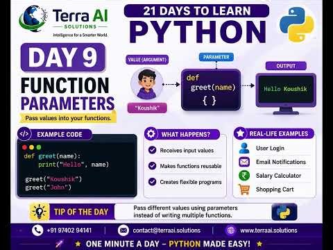 🐍 Learn Python in 21 Days – Day 9 | Function Parameters Explained for Beginners @Shorts