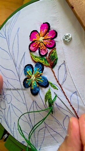 thread painting embroidery design #embroidery #handbroidery #embroiderylover #fashion