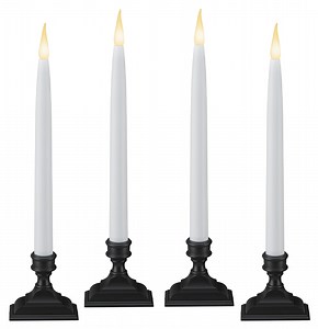 612 Vermont Battery Operated LED Window Candles with Timer (6 on/18 Off), Patented Warm White Dual LED Flicker Flame (Pack of 4, Antique Bronze)